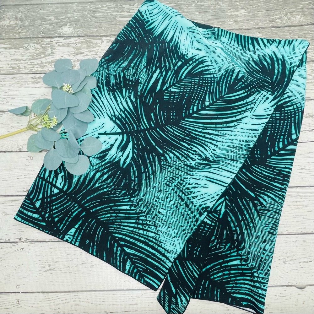 Worthington Palm Print Faux Wrap Skirt